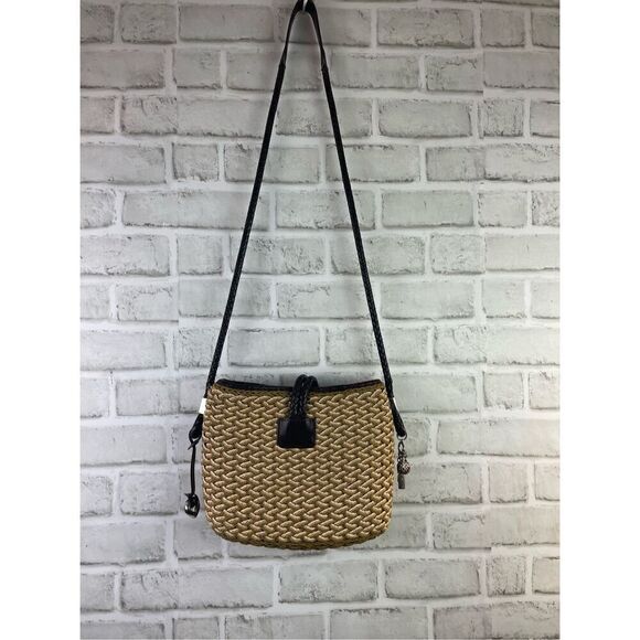 Vintage Brighton Roxanne Shoulder Bag Sea Grass Straw and Leather - Picture 2 of 12